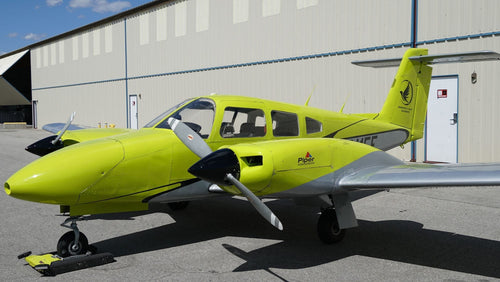 Twin-engine aircraft in flight — Airline Pilot Program multi-engine training, Van Nuys